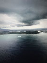 Scenic view of sea against cloudy sky