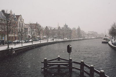 Scenic view of river against clear sky during winter