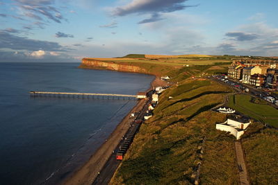 High angle view of sea against sky