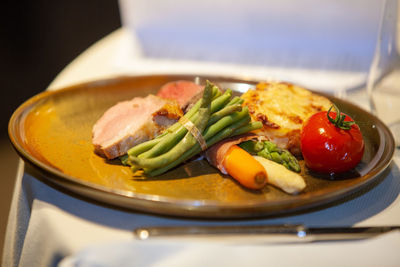 Close-up of meal served in plate