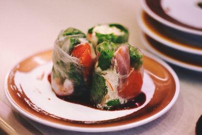 Close-up of food served in plate