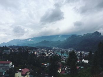 High angle view of townscape against sky