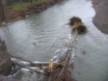 Water flowing outdoors