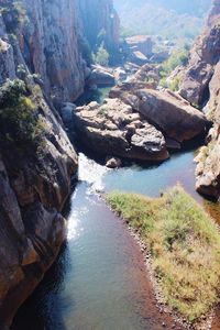 River flowing through cliffs