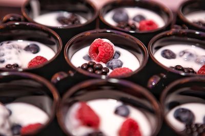 Full frame shot of berries and yogurt dessert