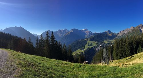 Scenic view of mountains against clear sky