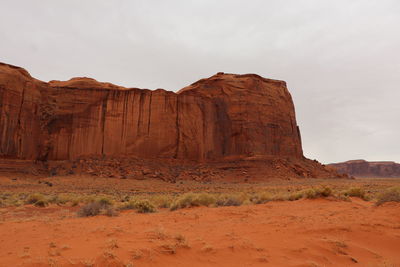 Rock formations on landscape against sky