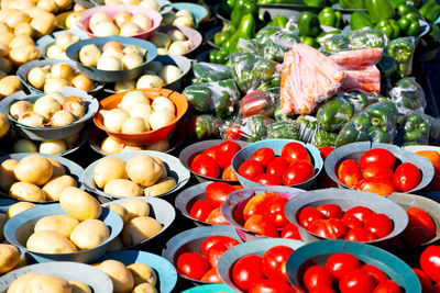 High angle view of fruits and vegetables