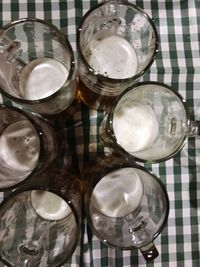 High angle view of drink on table