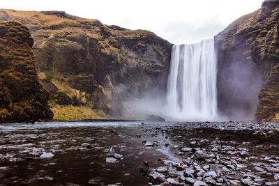 Scenic view of waterfall