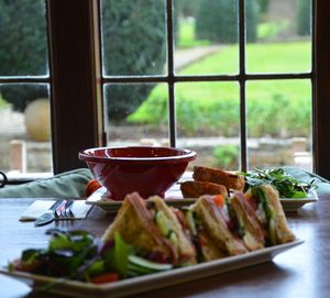 Close-up of food on table