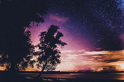 Scenic view of landscape at night