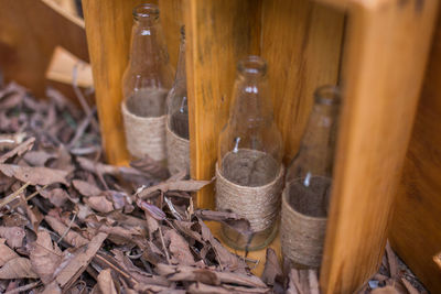 High angle view of wood