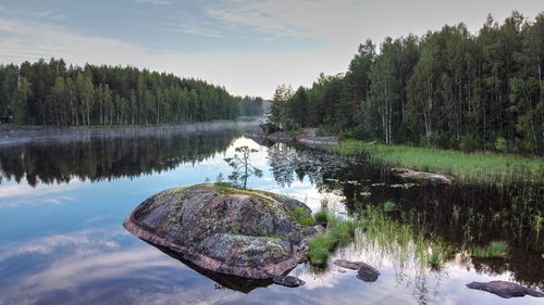 Rock in lake saimaa, sulkava finland.