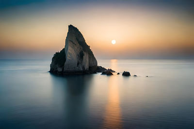 Moonlight in ocean landscape. bright full moon over the sea