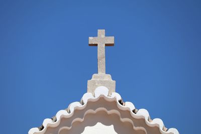 High section of church against blue sky