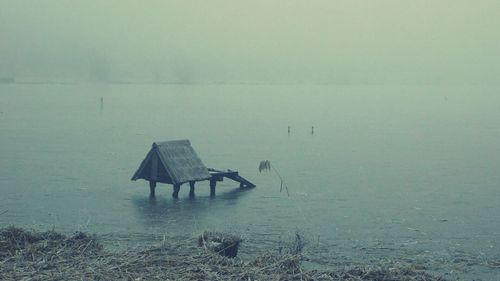 Lifeguard hut in water