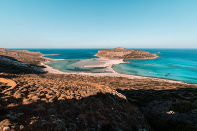 Scenic view of sea against clear sky