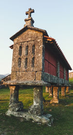 Low angle view of temple against clear sky