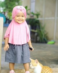 Portrait of cute girl smiling