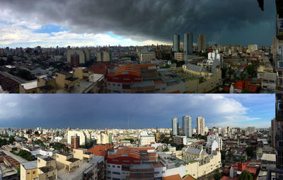 High angle view of townscape against sky