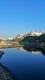 Reflection of buildings in water