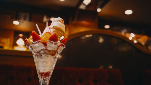 Low angle view of drink in glass