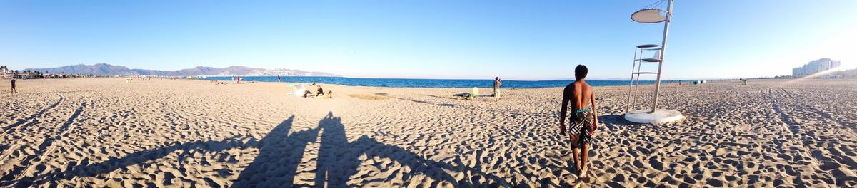 Panoramic view of beach against clear sky