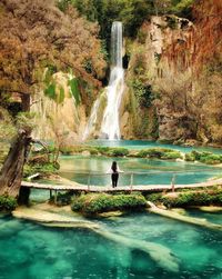 Scenic view of waterfall