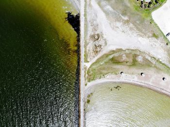 High angle view of water flowing through land