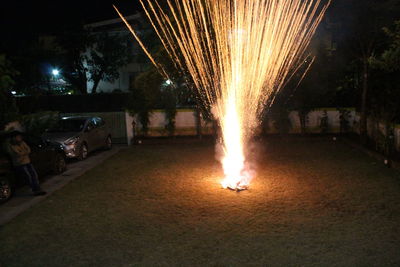 Firework display at night