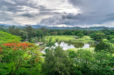 Scenic view of lake against sky