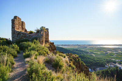 Destroyed castle on top of a mountain, almenara, spain