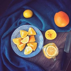 Close-up of yellow fruits on table