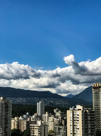 Cityscape against blue sky