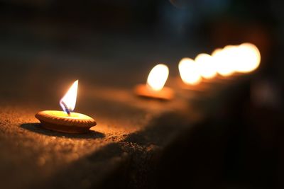 Close-up of burning candle