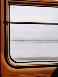Close-up of train window