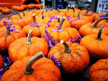 Pumpkins for sale at market stall