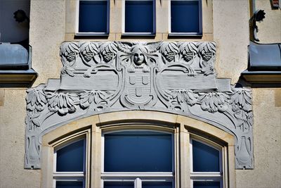 Low angle view of window of building