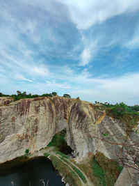 Scenic view of rock formations against sky