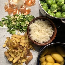 High angle view of chopped fruits in bowl on table