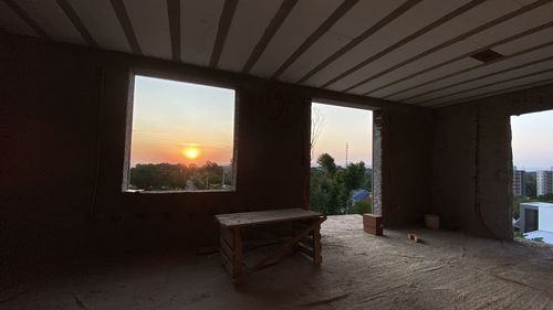 Sunlight falling on table in building