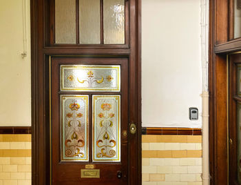 Closed door of building