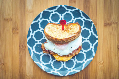 High angle view of breakfast on table