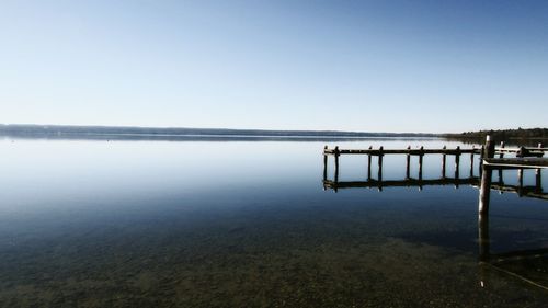 Scenic view of sea against clear sky