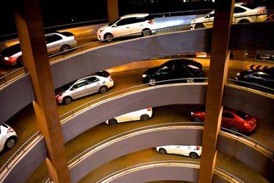 High angle view of cars on road