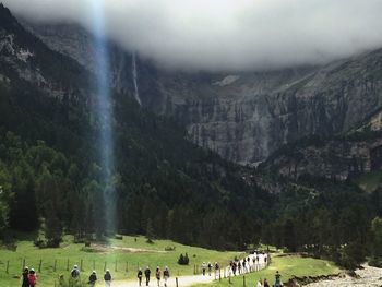 Group of people on mountain range