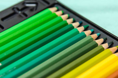 Close-up of multi colored pencils