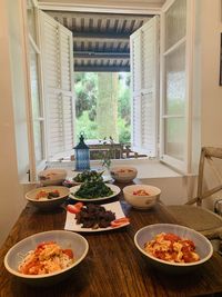 View of food on table at home