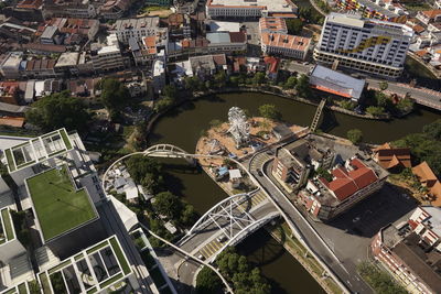 Aerial view of melaka river, malaysia